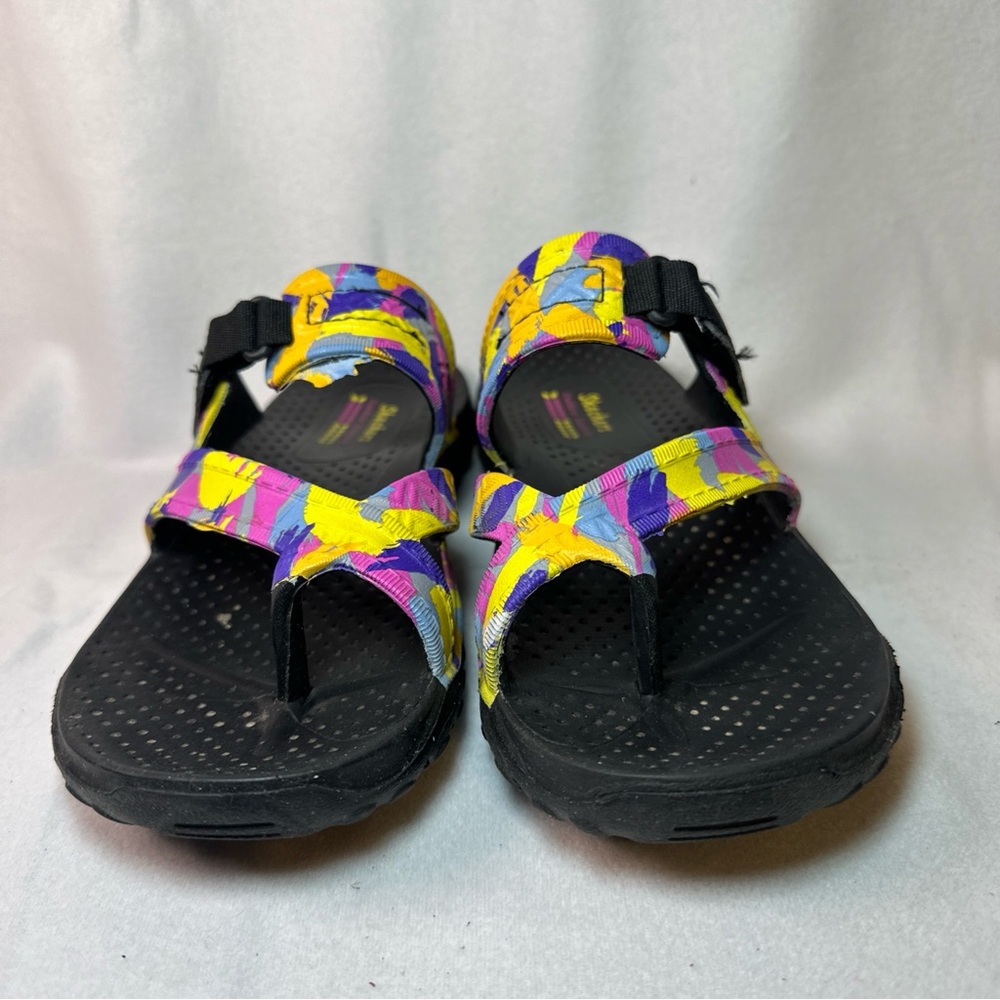 Skechers Women's Size 7 Reggae Artsy Black Multicolor Slip‎ On Sandals Shoes - Picture 6 of 10